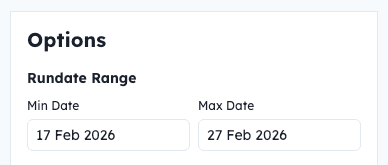The performance metrics options sidebar